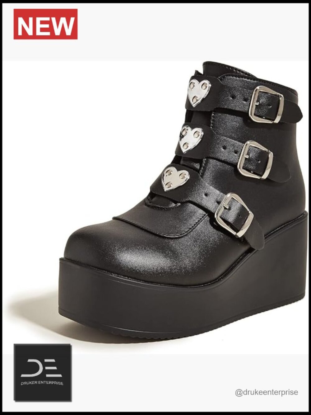 Women Platform Chunky Ankle Boots - Round Toe Zipper Wedges High Heels Rave